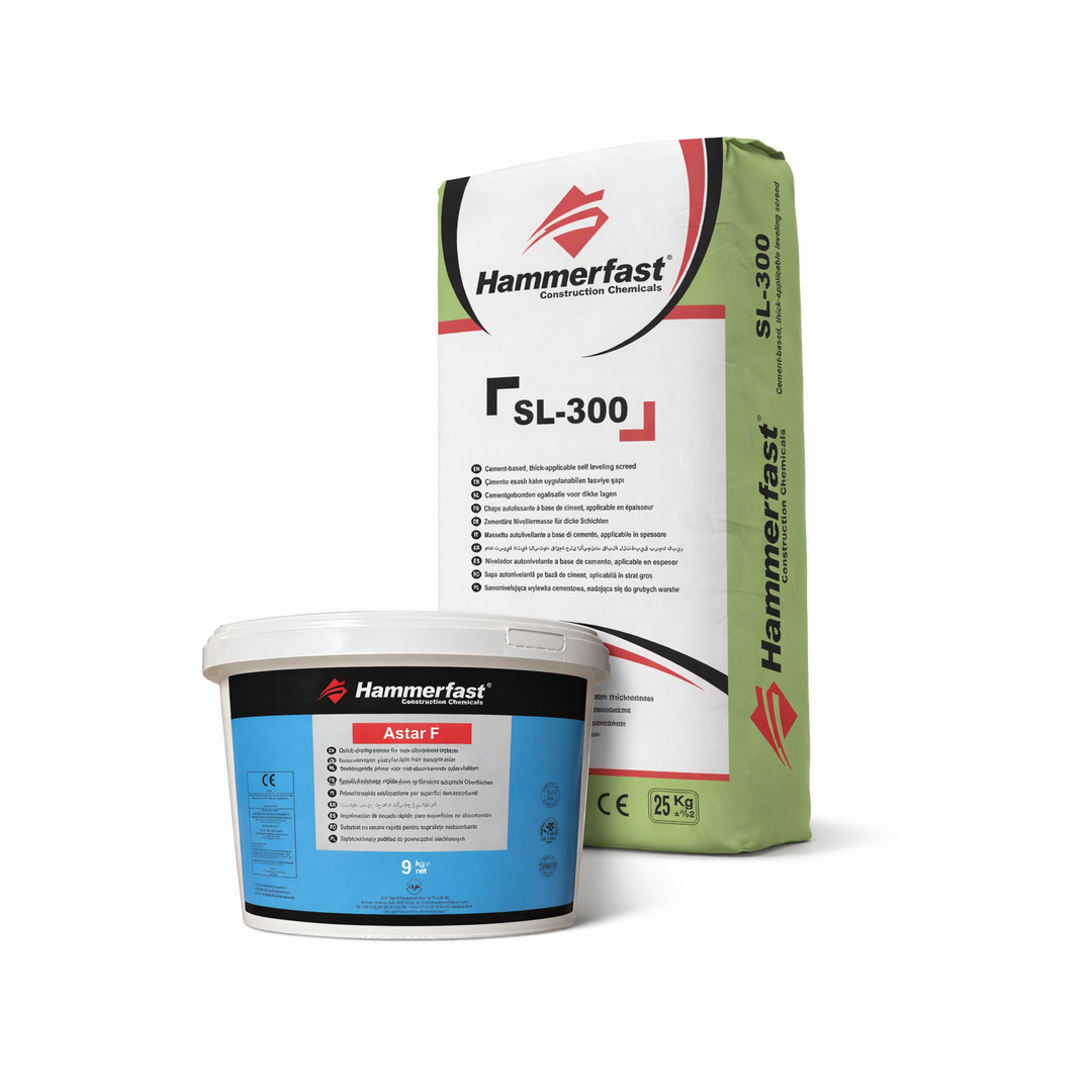 Hammerfast Self-Leveling Compound with Primer for Electric Underfloor Heating – Achieve a perfectly smooth, durable floor. Quick and easy application for optimal results