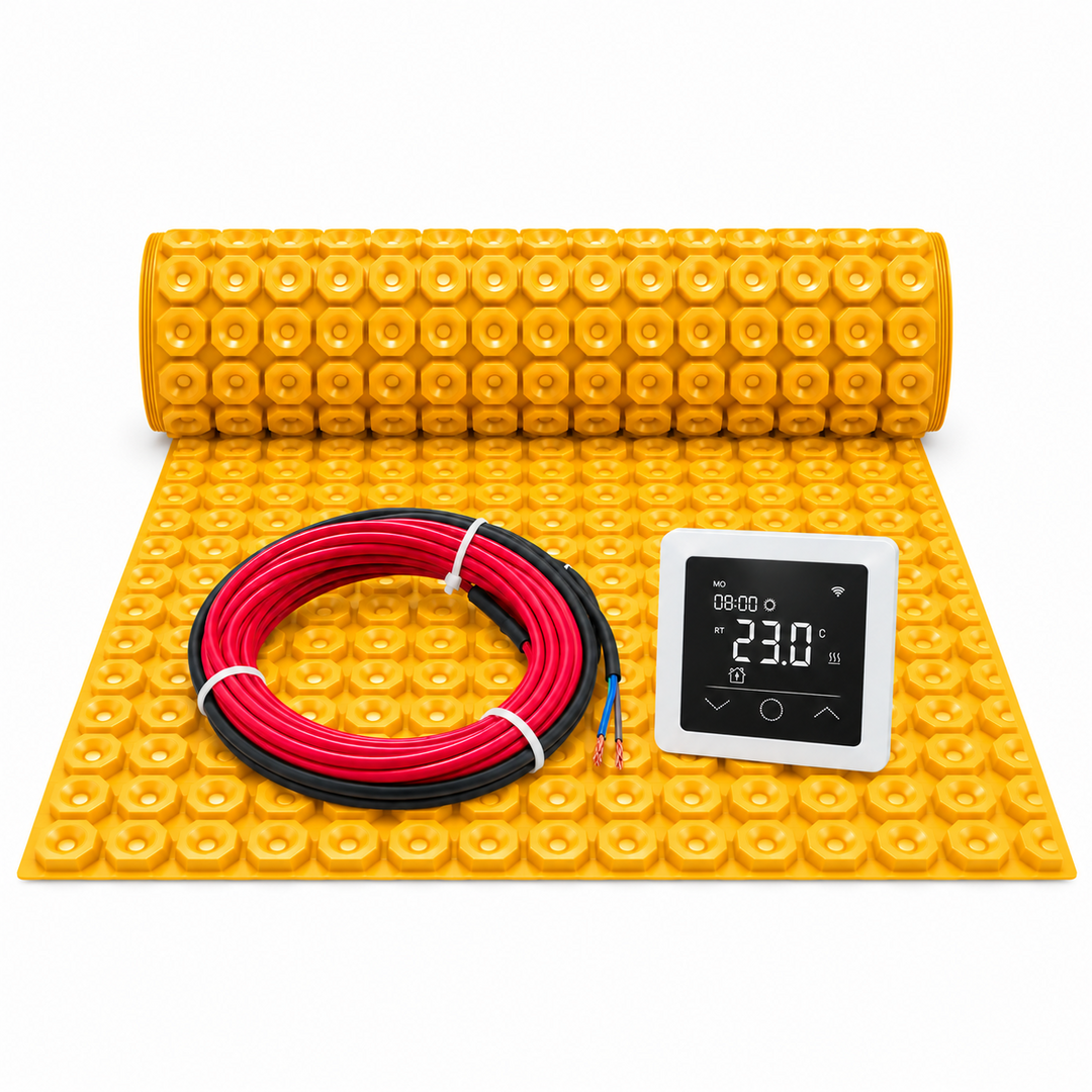 Pro-mat Pro-mat complete vloerverwarmingsset met ontkoppelingsmat, verwarmingskabel en PS60 WiFi-thermostaat – instelbaar op 115, 150 of 230 W/m²