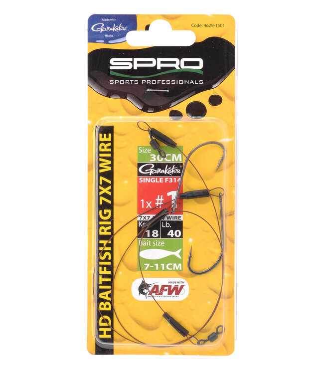 Spro SPRO HEAVY DUTY BAITFISH RIG 12/18 KG 30 CM SINGLE HOOK