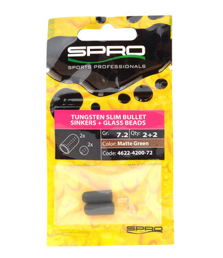 Spro SPRO TUNGSTEN SLIM BULLET SINKERS MATTE GREEN