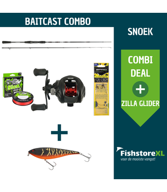 FishstoreXL Baitcast Snoek Combo – Hengel & Reel + Gratis Zilla Glider