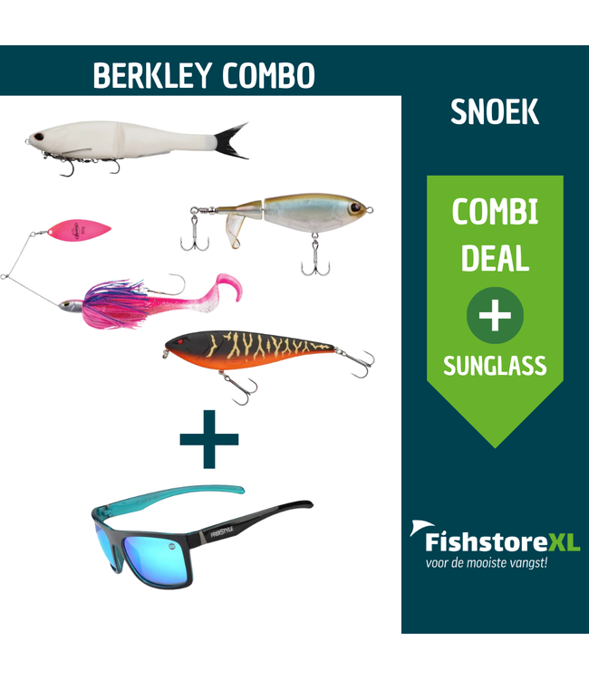 FishstoreXL Berkley Snoek Combo – Kunstaaspakket + Gratis Zonnebril