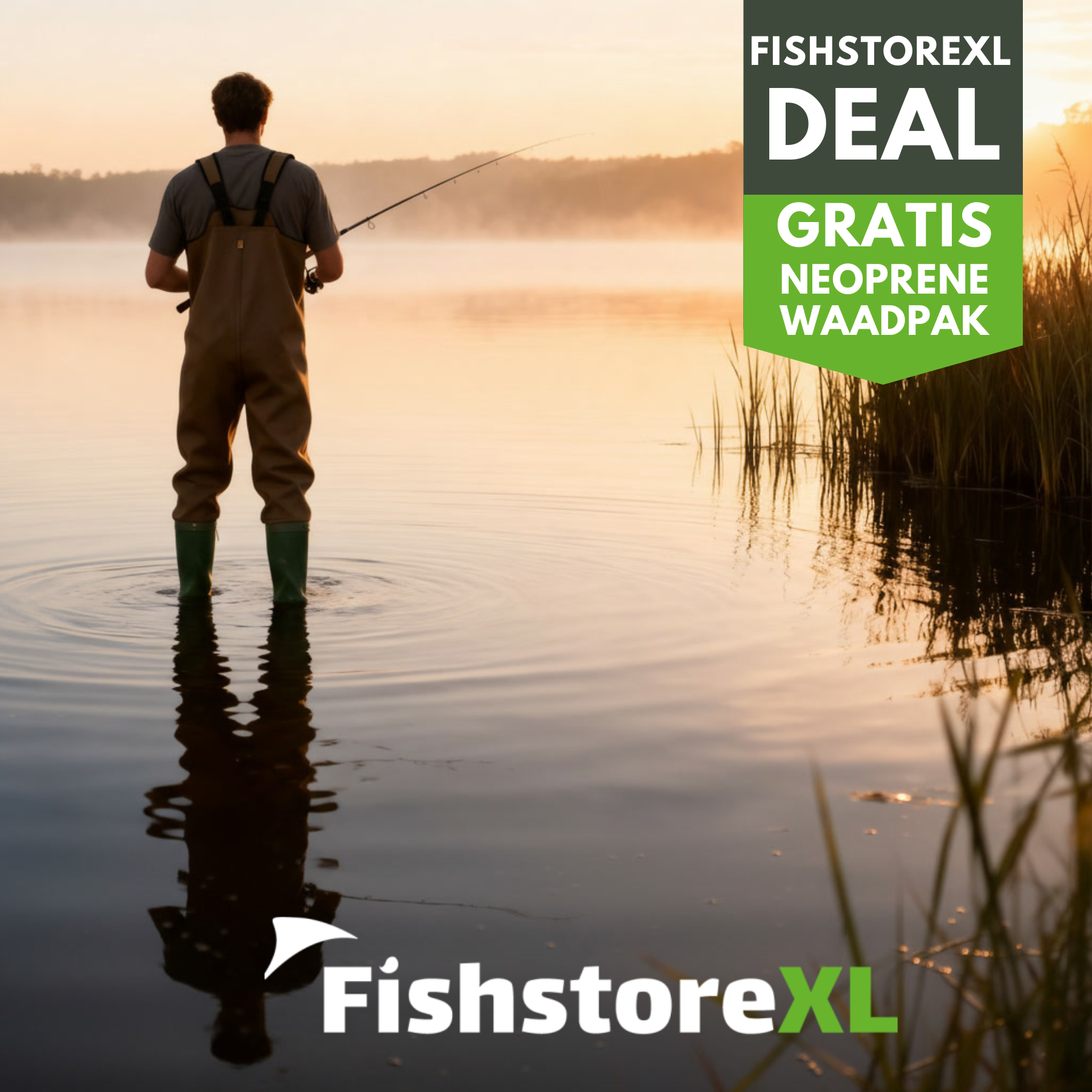 COMPLETE HENGELSETS MET MOLEN EN LIJN + GRATIS NEOPRENE WAADPAK – FISHSTOREXL DEALS