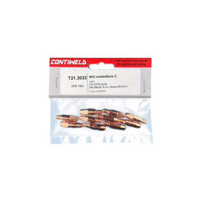Contactbuis type C, M6 Ø8x28, E-Cu, voor draad Ø0,8