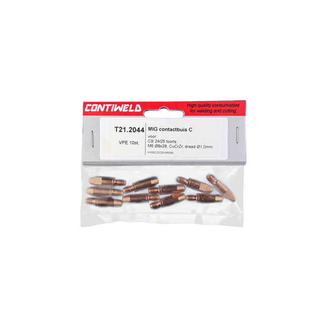 Contactbuis type C, M6 Ø8x28, CuCrZr, voor draad Ø1,0