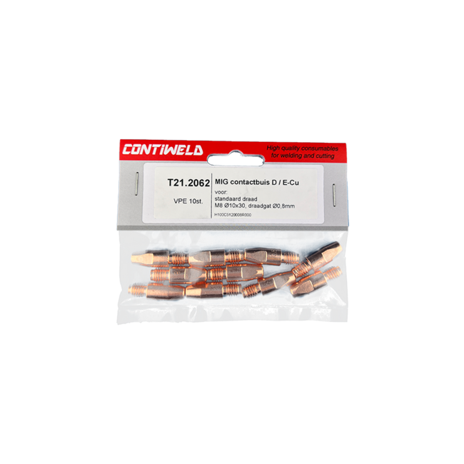 Contactbuis type D, M8 Ø10x30, E-Cu, voor draad Ø0,8