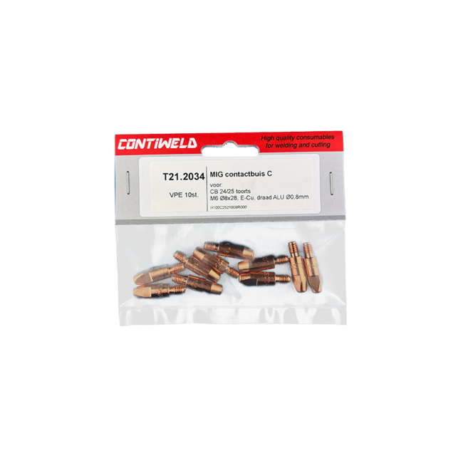 Contactbuis type C, M6 Ø8x28, E-Cu A voor Aluminium draad Ø0,8