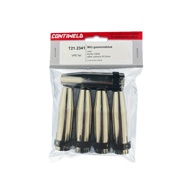 Gasmondstuk voor toorts CB36. Sterk conisch, opening Ø12