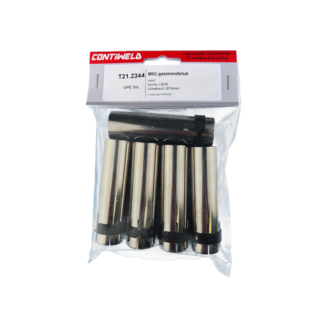 Gasmondstuk voor toorts CB36. Cilindrisch, opening Ø19