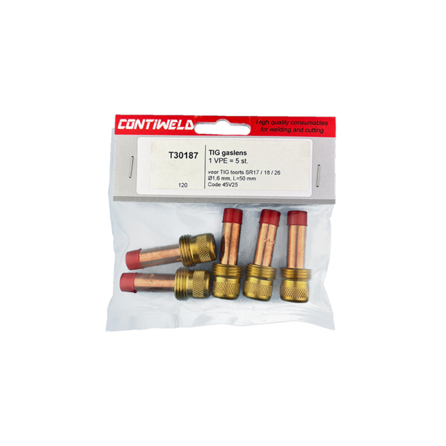 Gaslens F4, voor toorts SR17, SR26, SRW18, voor elektrode Ø1,6