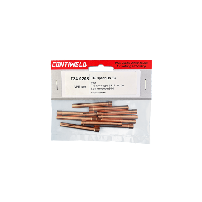 Spanhuls E3, voor toorts SR17, SR26, SRW18, voor standaard houder en gaslens en elektrode Ø4,0