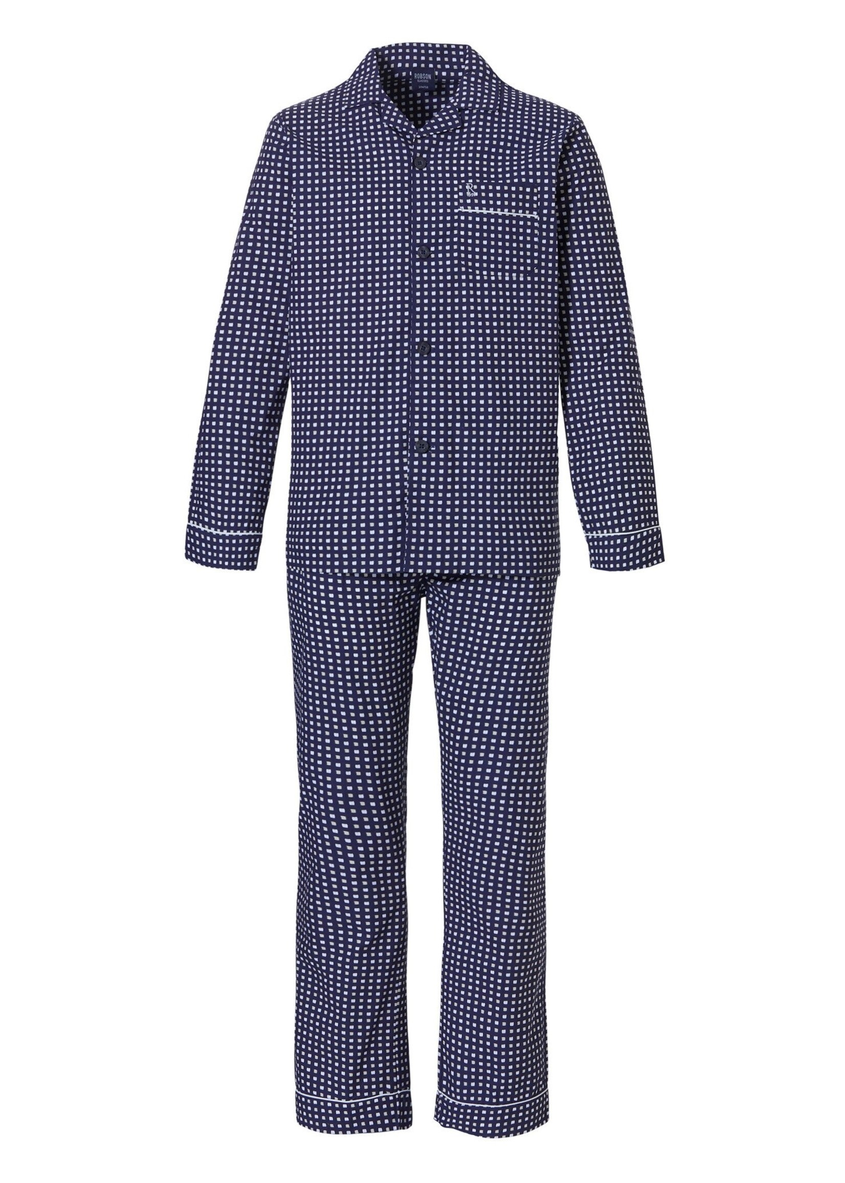 Robson Robson Doorknoop heren pyjama donkerblauw katoen