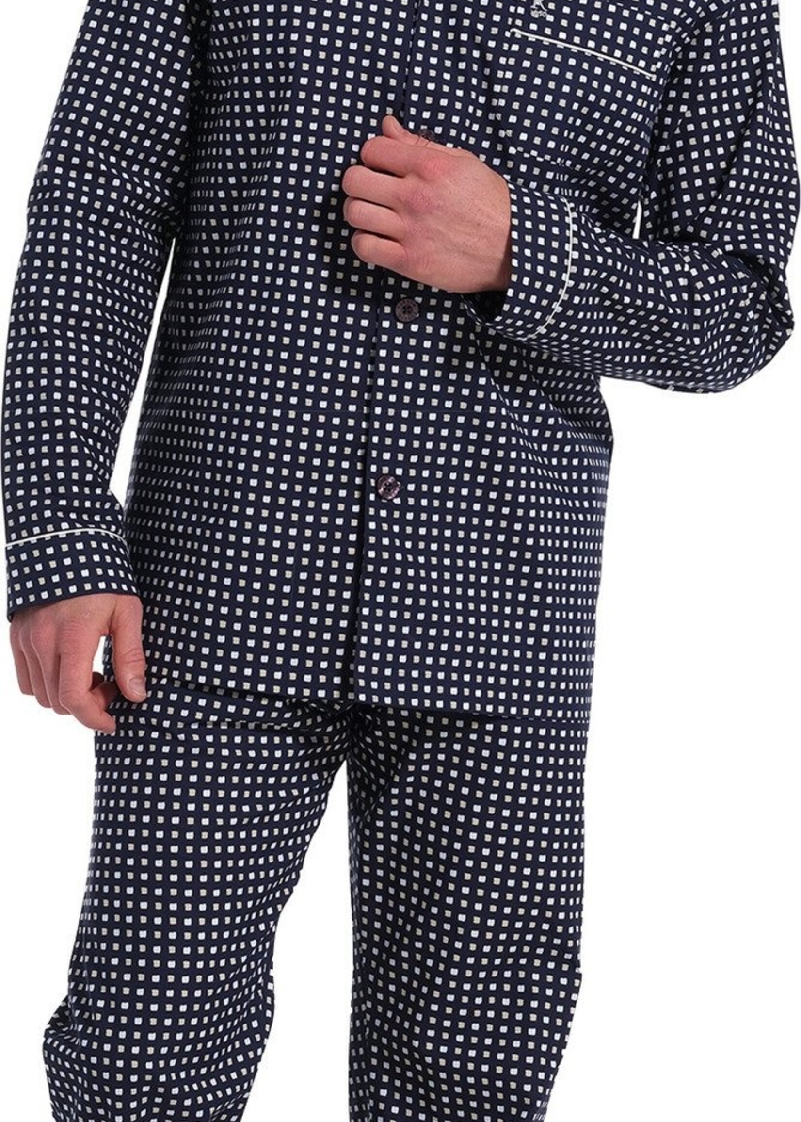 Robson Robson Doorknoop heren pyjama donkerblauw katoen