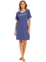 Pastunette Dames nachthemd  korte mouw - katoen blue life