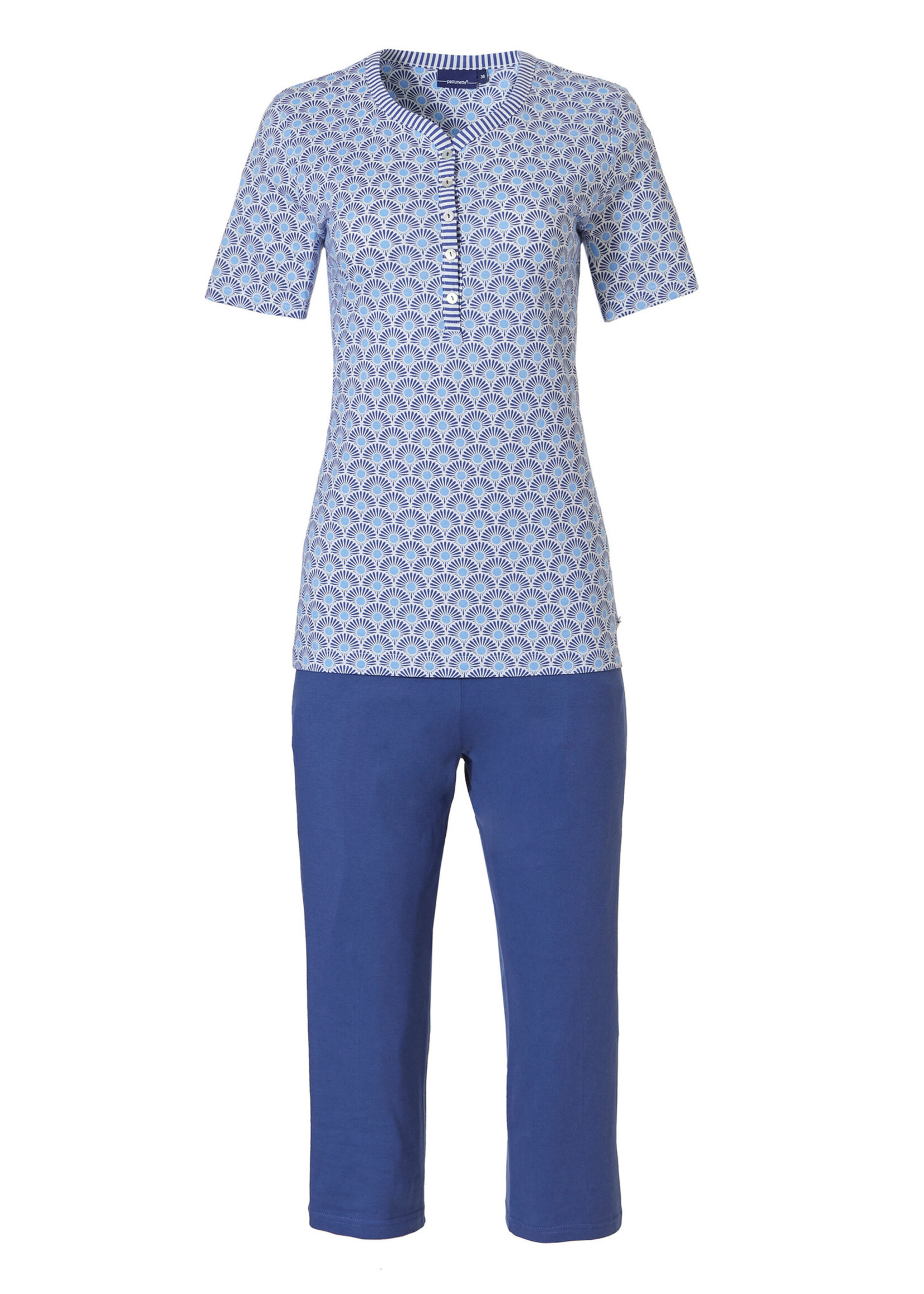 Pastunette Pastunette dames pyjama met 3/4 broek - graphic blue