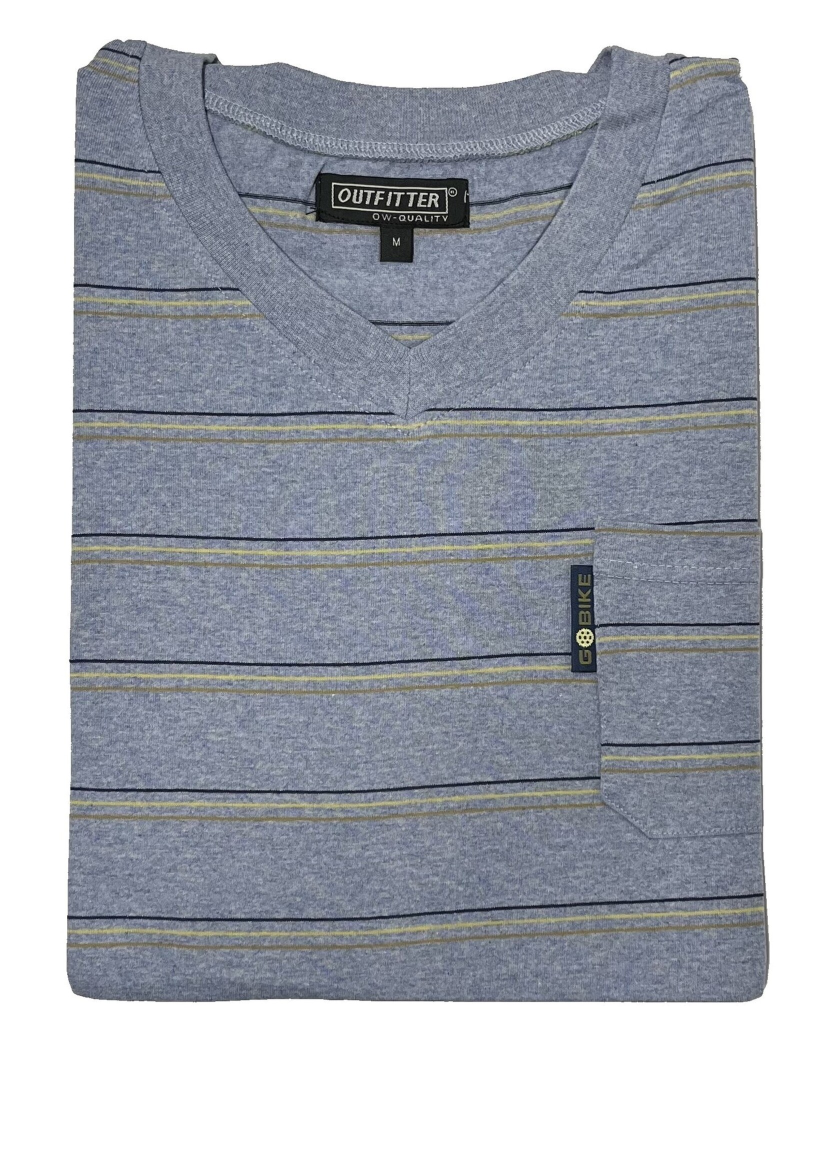 Heren pyjama gestreept - blue melange