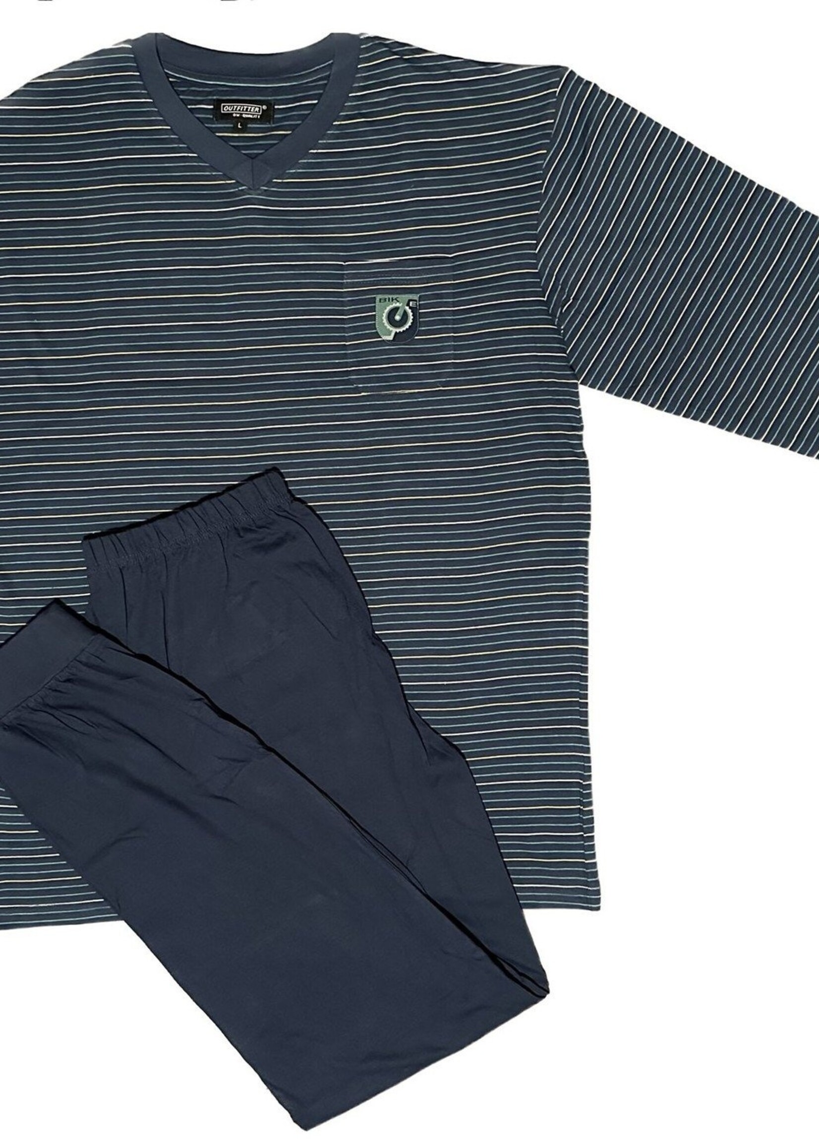 Outfitter Heren pyjama stripes - blauw