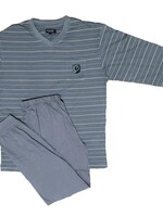 Outfitter Heren pyjama stripes - stone blauw