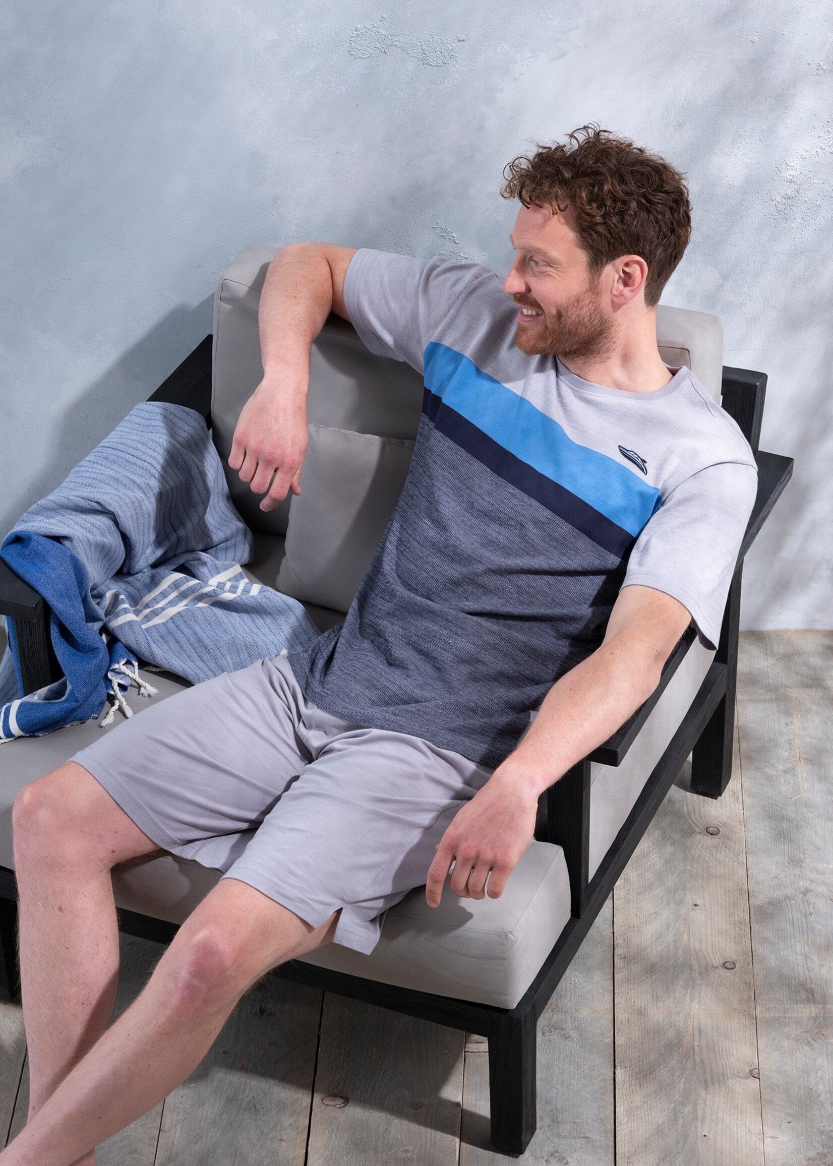 Pastunette Pastunette heren shortama  - blue grey