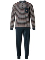 Gentlemen Gentlemen badstof heren pyjama - blauw gestreept