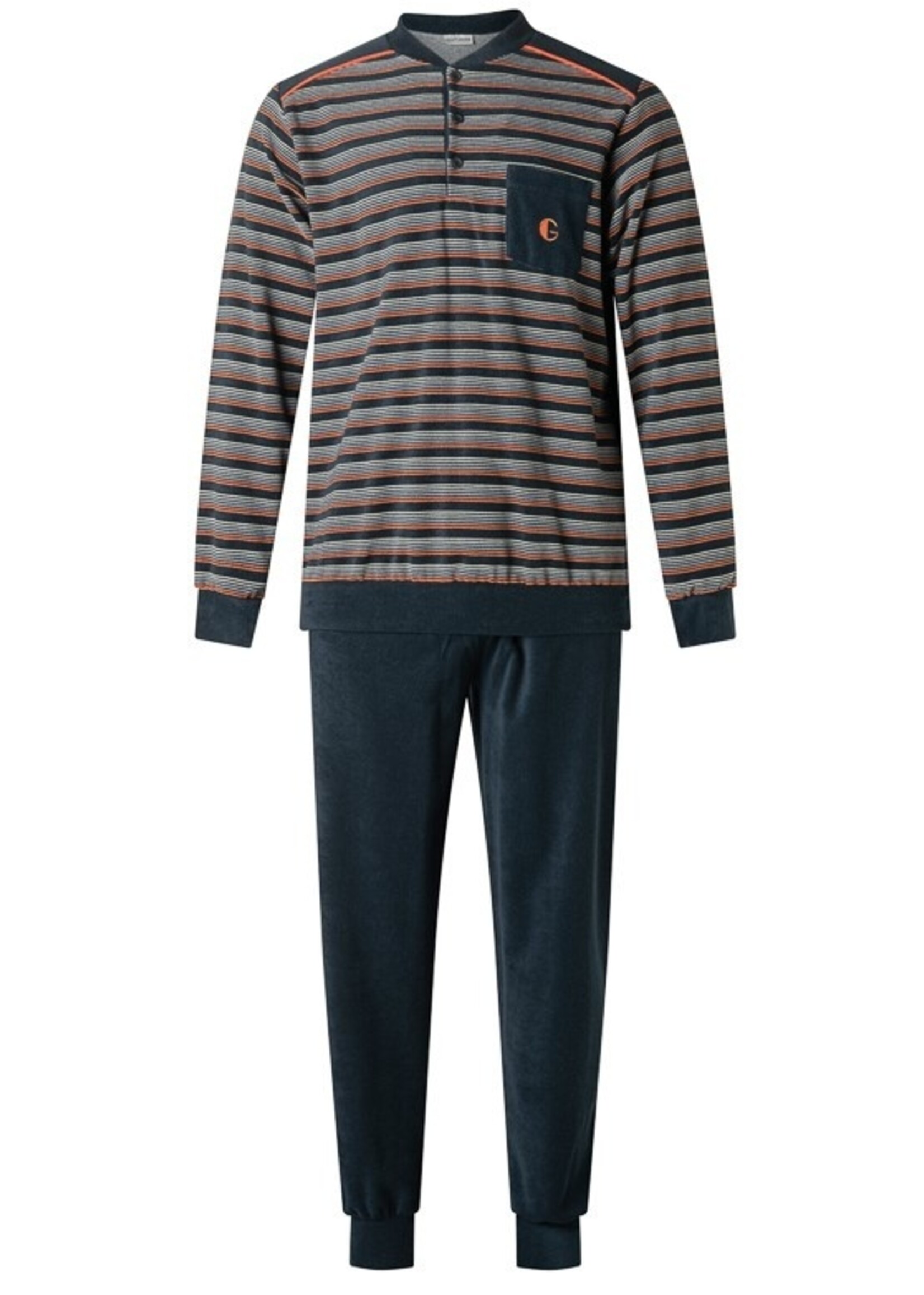 Gentlemen Gentlemen badstof heren pyjama - blauw gestreept