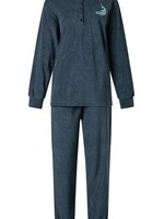 Lunatex Badstof dames pyjama - donkerblauw