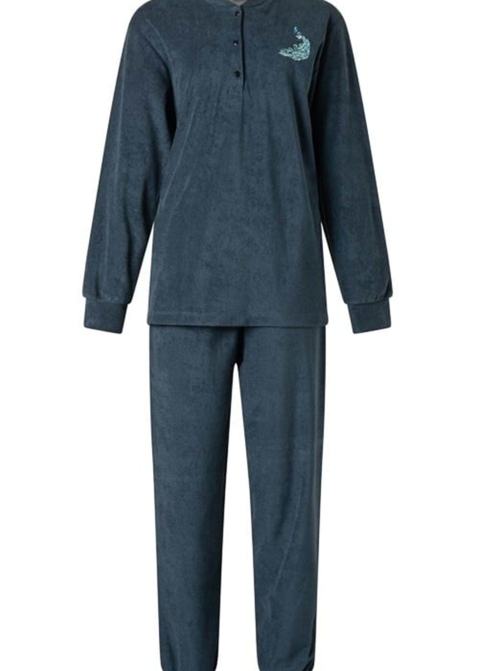 Lunatex Badstof dames pyjama - donkerblauw