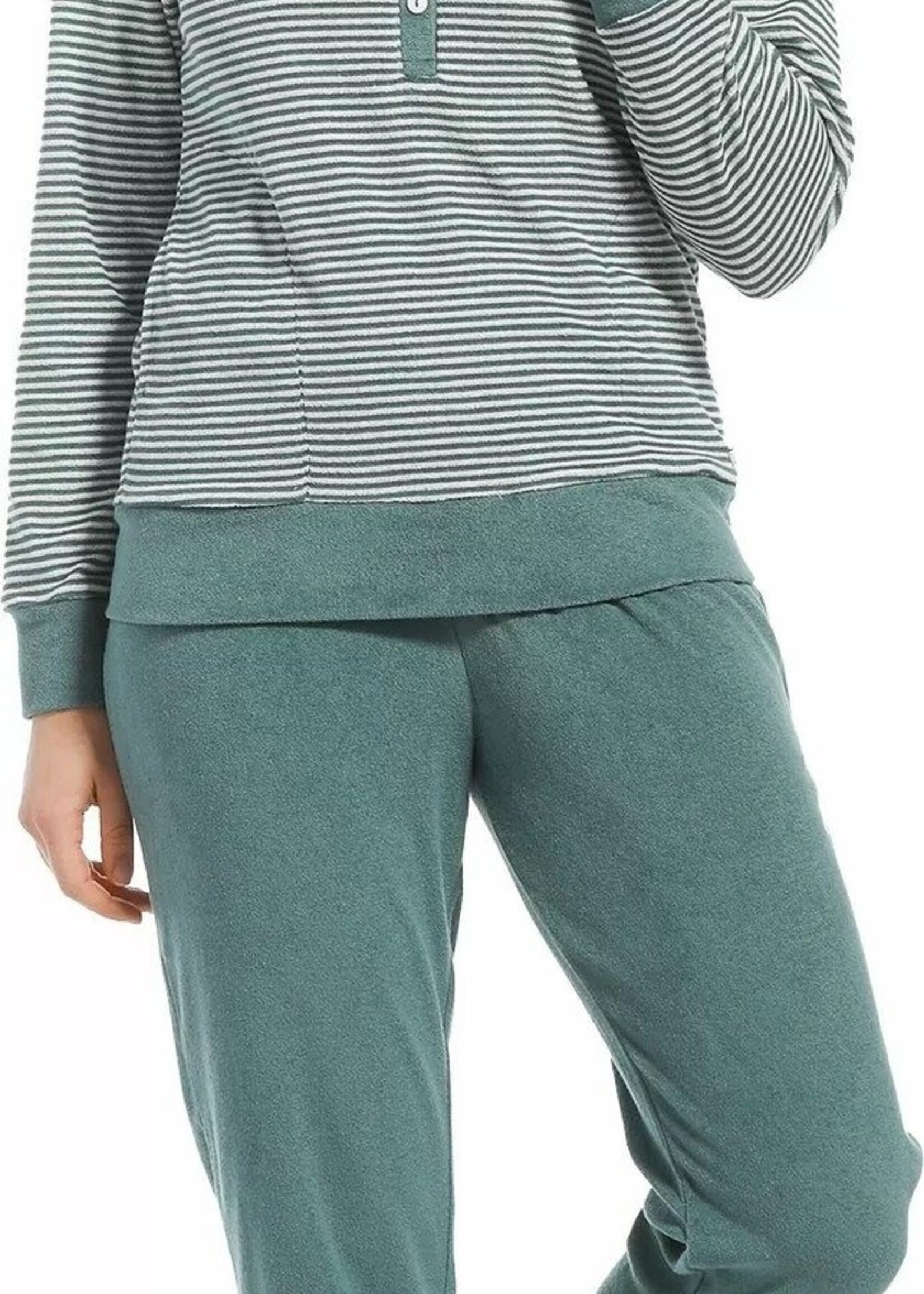 Pastunette Pastunette dames pyjama badstof - groen gestreept