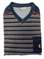 Gentlemen Gentlemen badstof heren pyjama - blauw v-hals