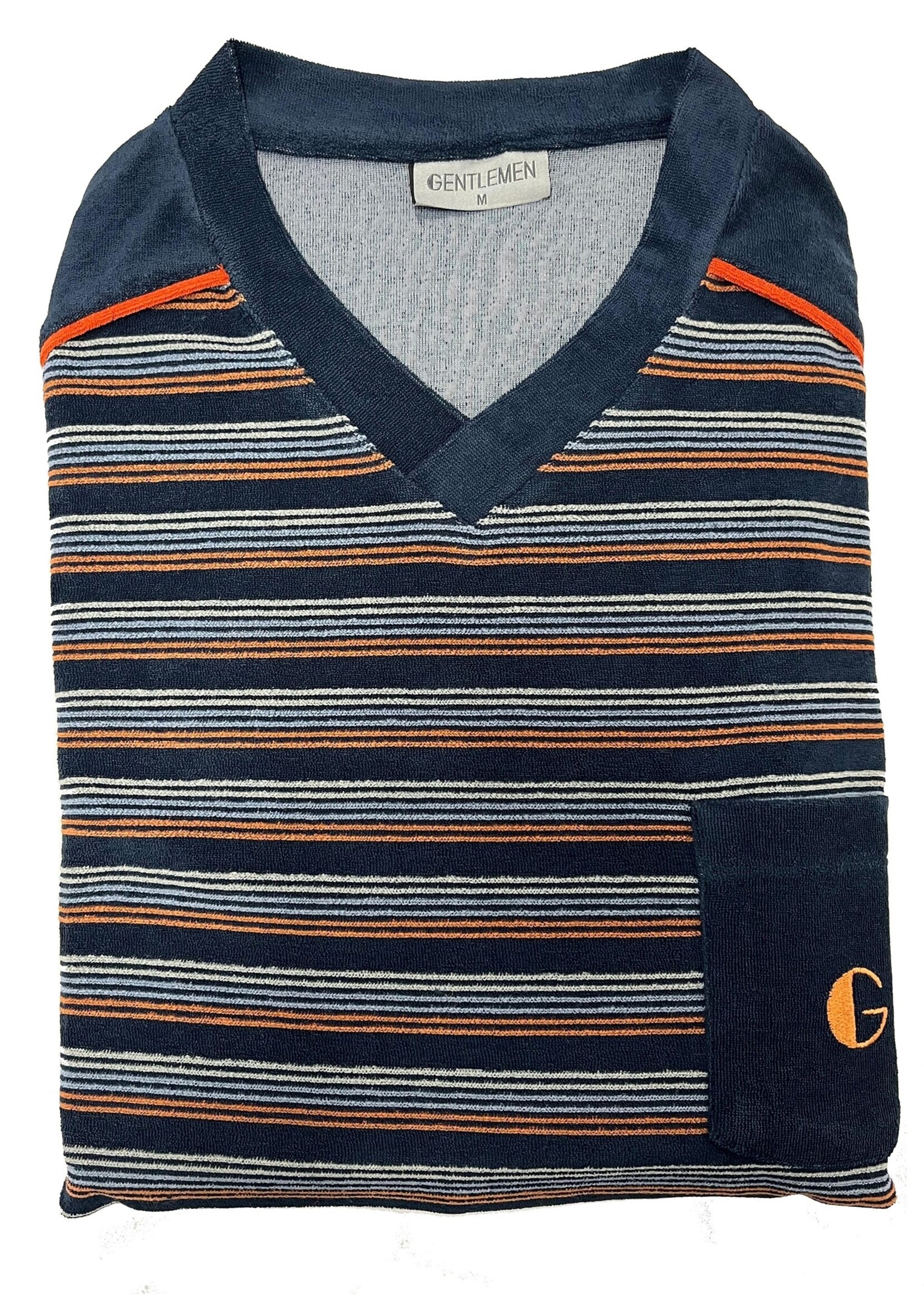 Gentlemen Gentlemen badstof heren pyjama - blauw v-hals