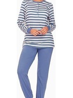 Comtessa dames pyjama katoen - blauw gestreept