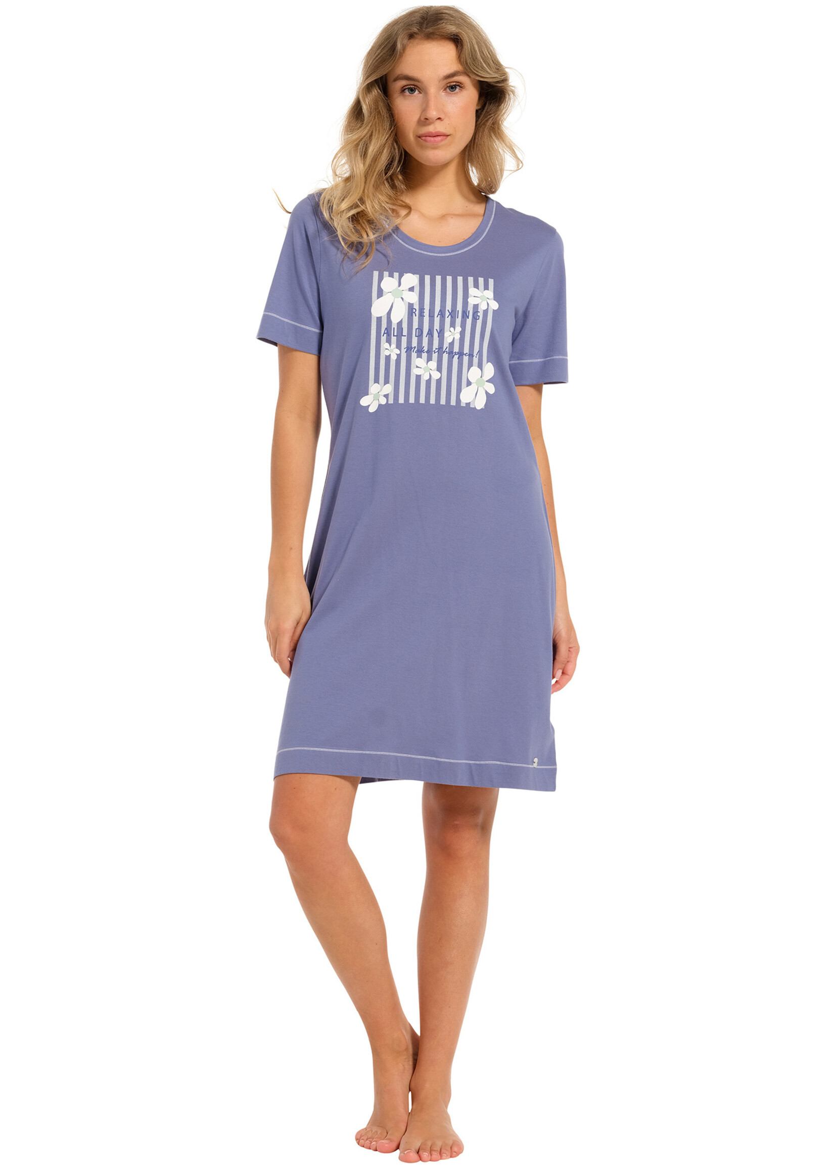 Pastunette Nachthemd dames korte mouw - blauw all day
