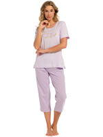Pastunette Dames pyjama capri broek - licht paars