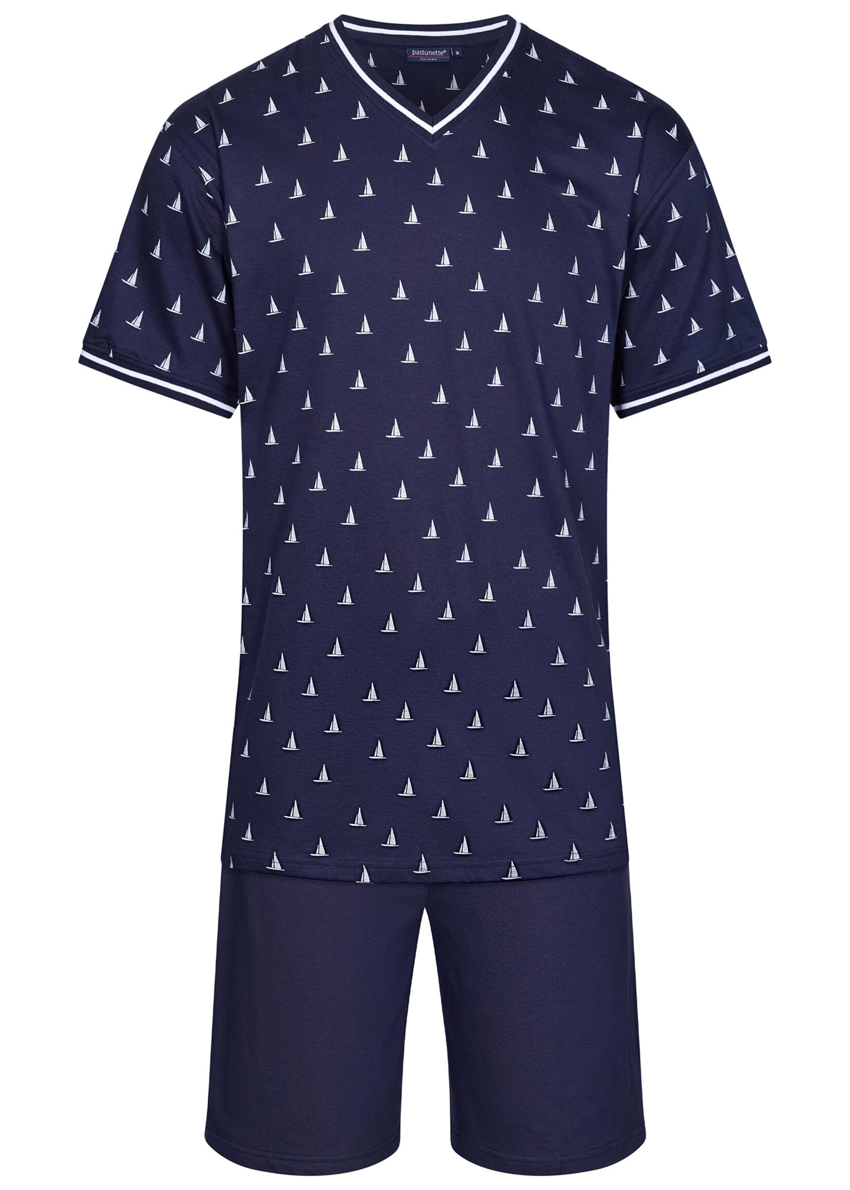 Pastunette Heren shortama katoen - donkerblauw bootjes