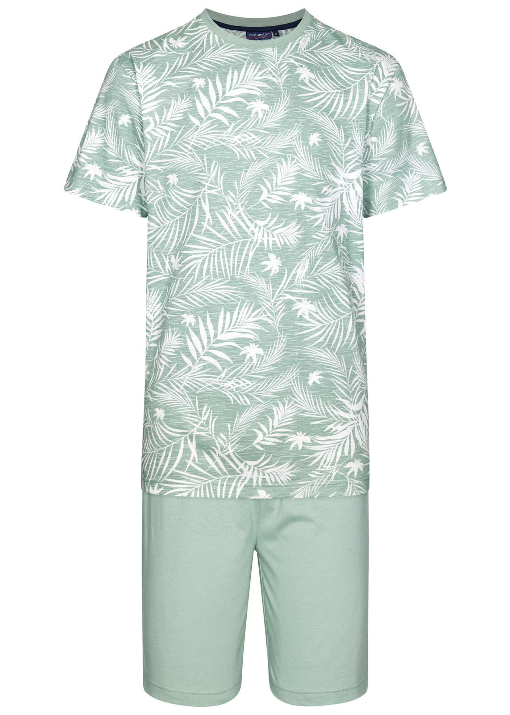 Pastunette Heren shortama katoen - palm leaves groen