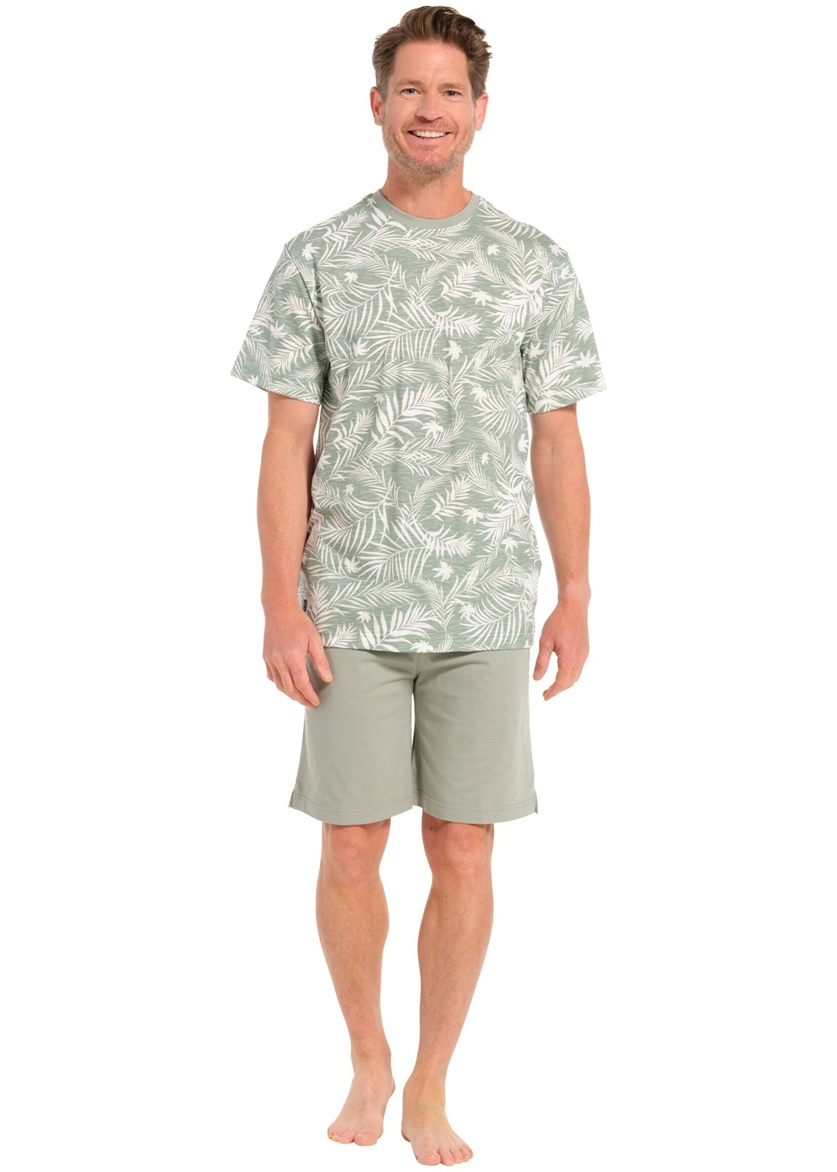 Pastunette Heren shortama katoen - palm leaves groen