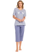 Pastunette Dames pyjama capri broek - flower stripes
