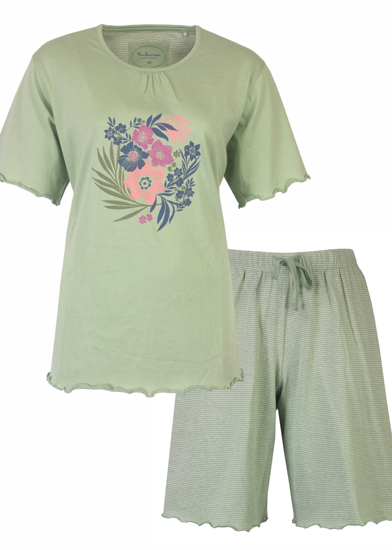 Tenderness Dames shortama katoen  - groen