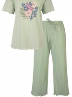 Tenderness Dames pyjama capri broek - groen