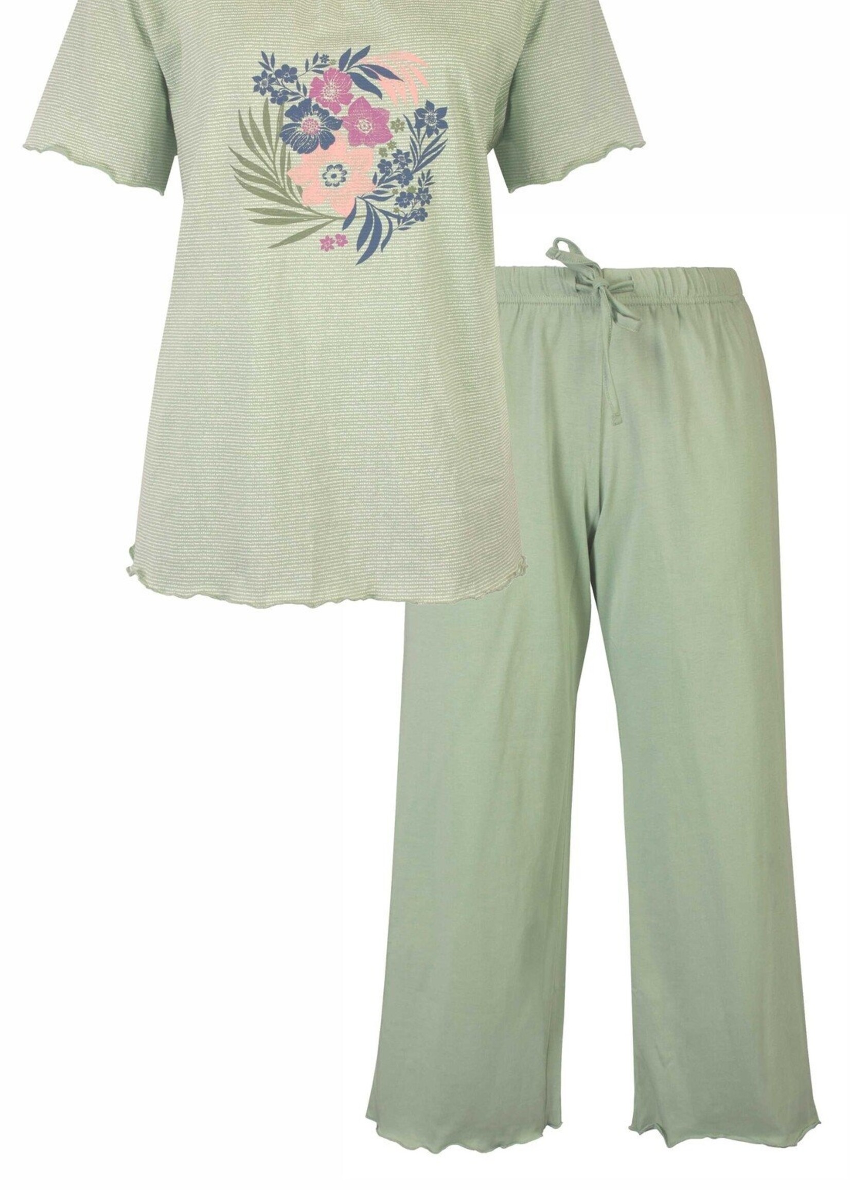 Tenderness Dames pyjama capri broek - groen