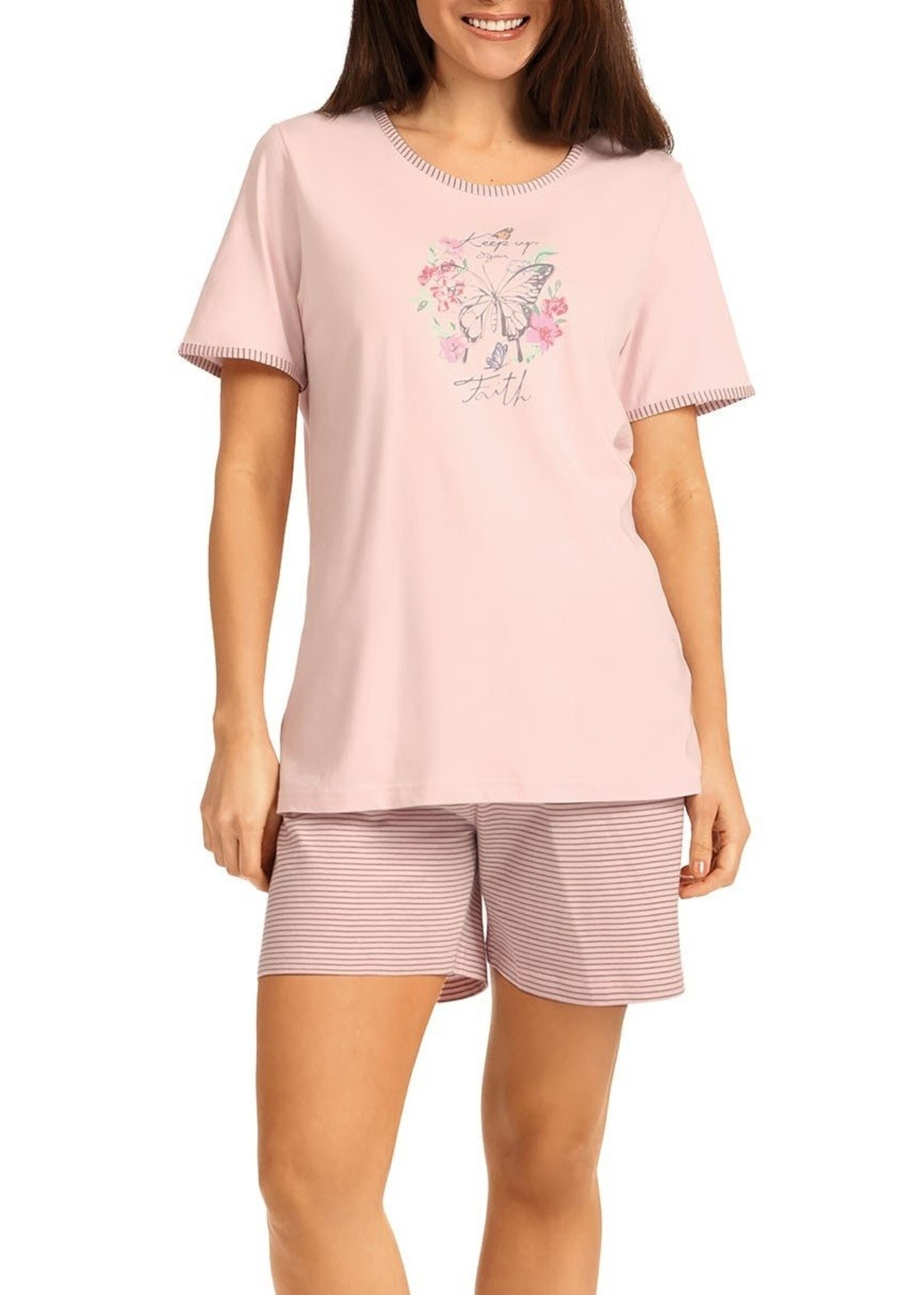 Comtessa Dames shortama katoen - roze summer