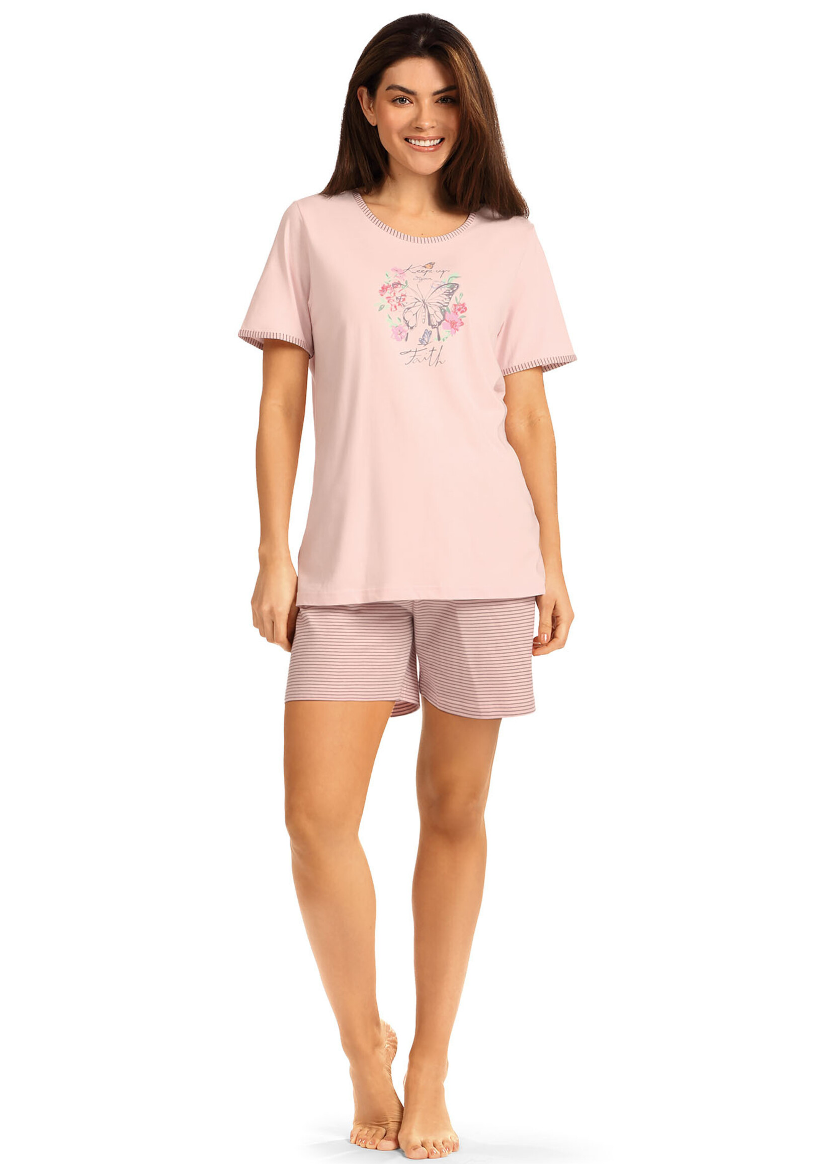 Comtessa Dames shortama katoen - roze summer