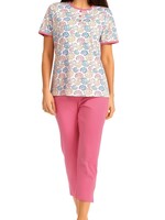 Comtessa Dames pyjama katoen 7/8 broek - roze paisley