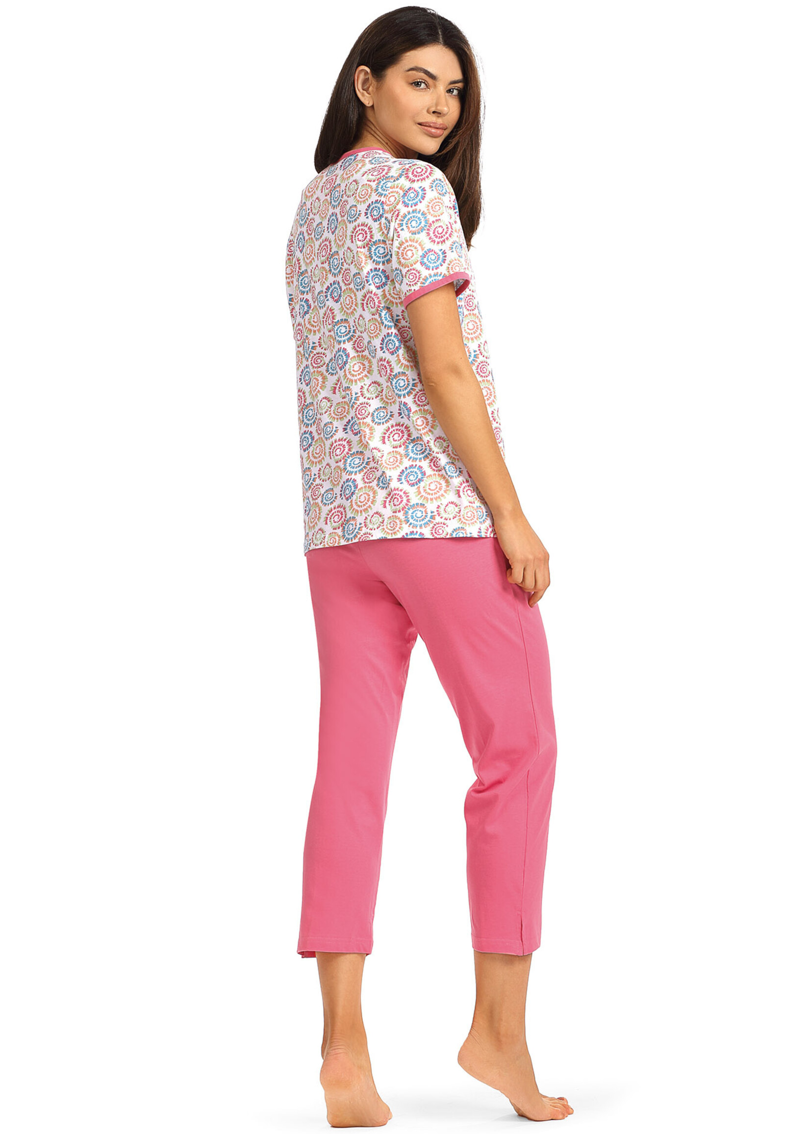 Comtessa Dames pyjama katoen 7/8 broek - roze paisley