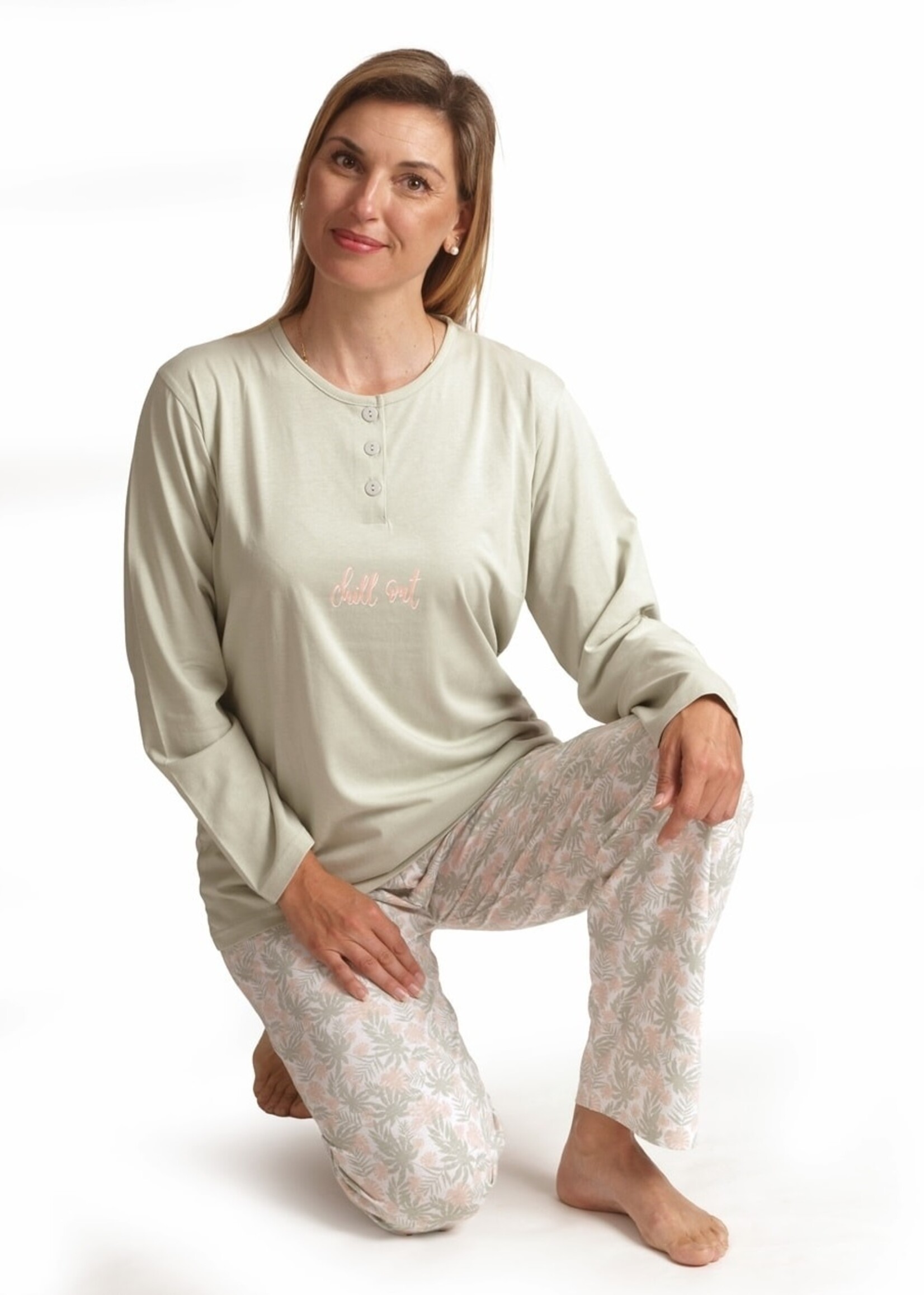 Cocodream Dames pyjama katoen - green flower