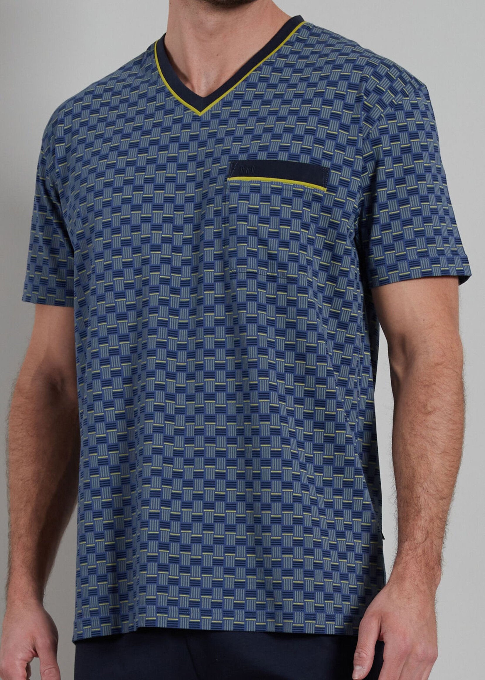 Götzburg Heren shortama katoen - graphic blauw