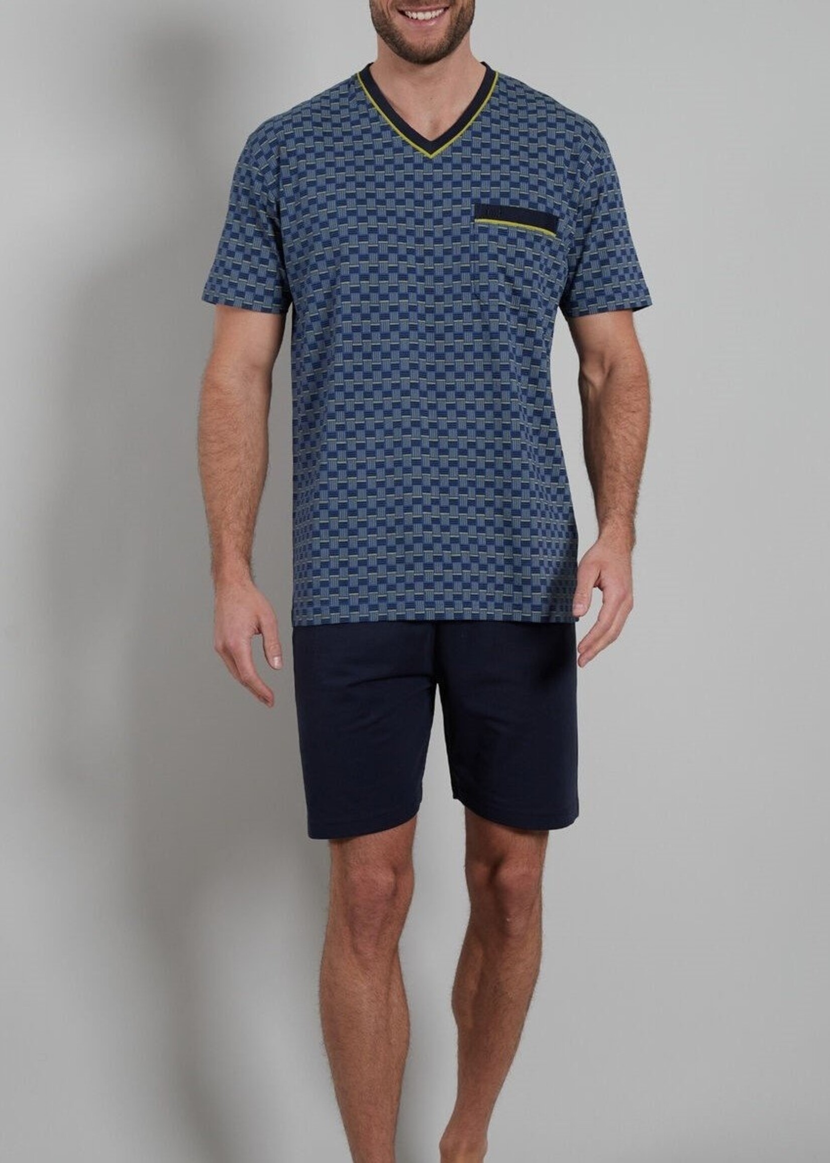 Götzburg Heren shortama katoen - graphic blauw