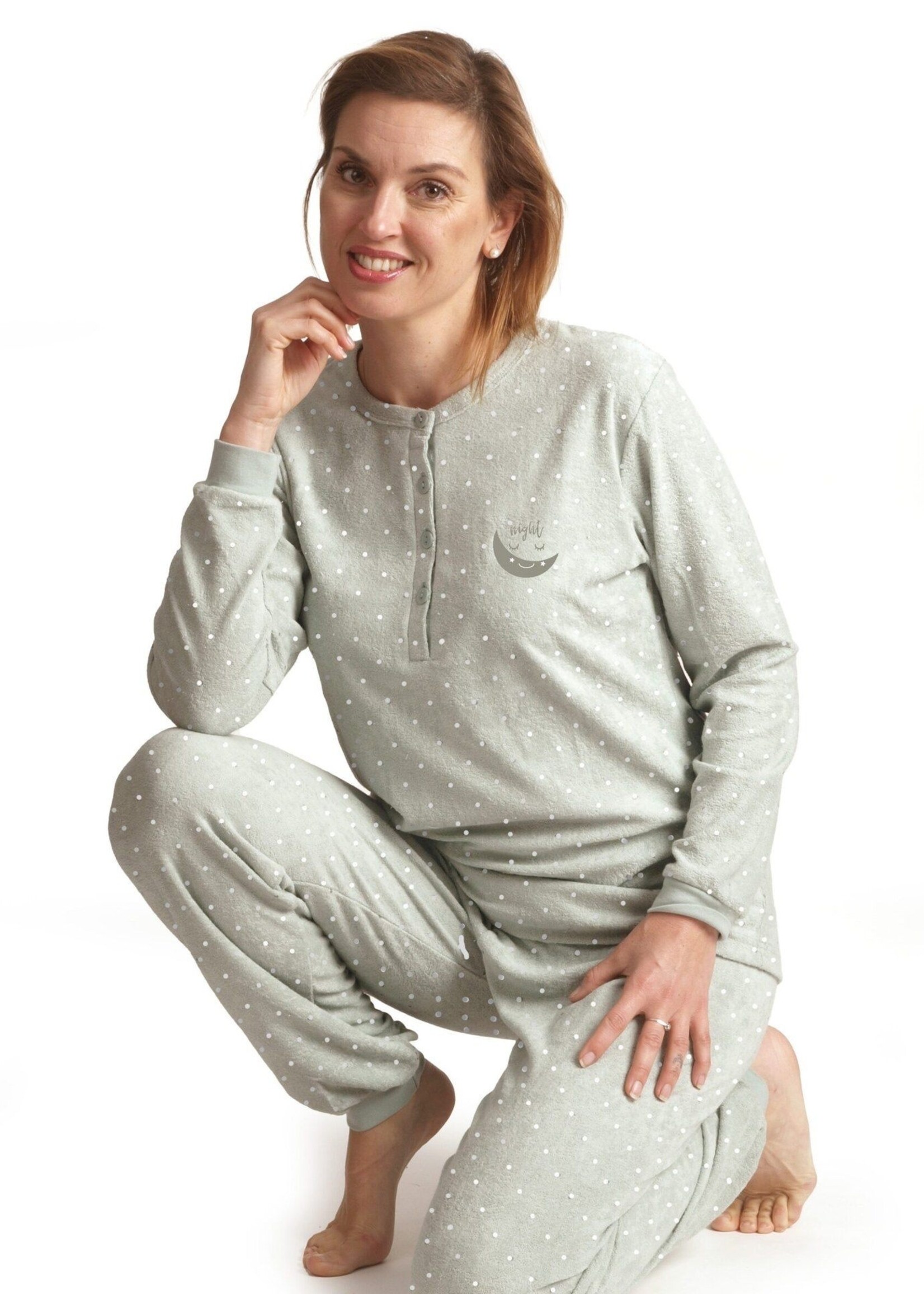 Cocodream Badstof dames pyjama - groen