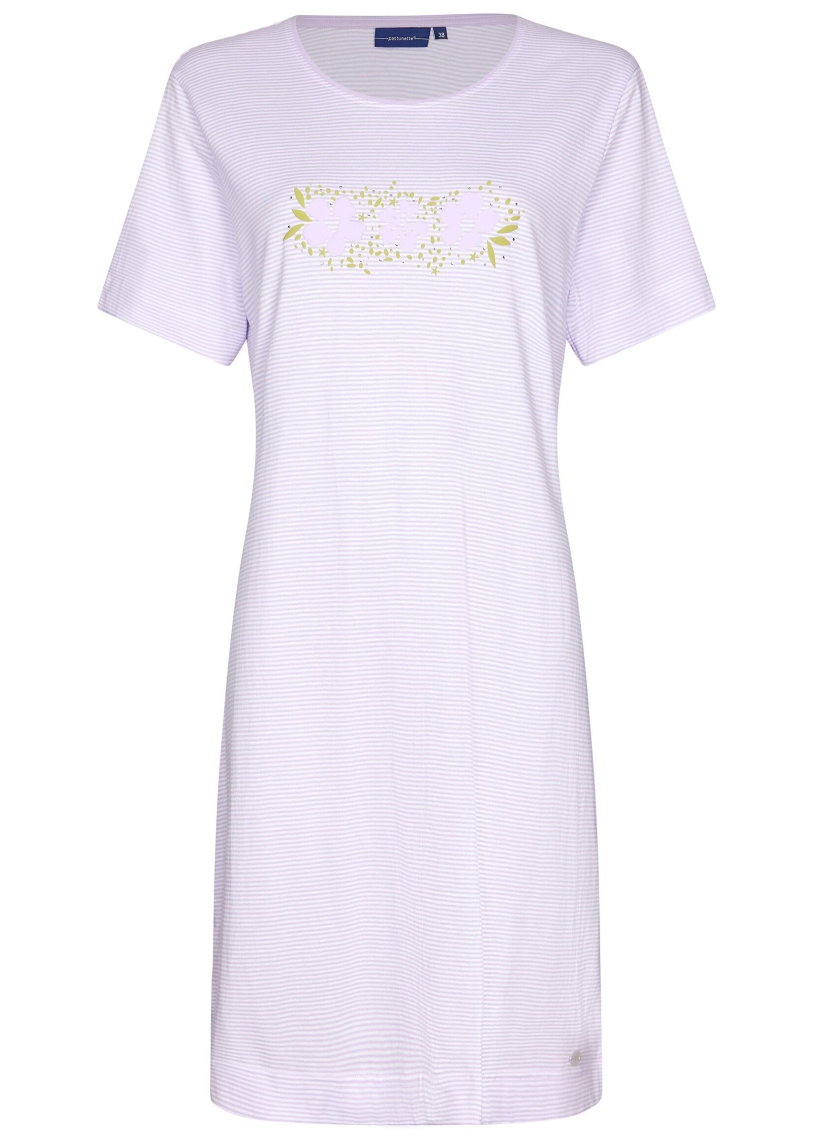 Pastunette Nachthemd dames korte mouw - flower stripes lila