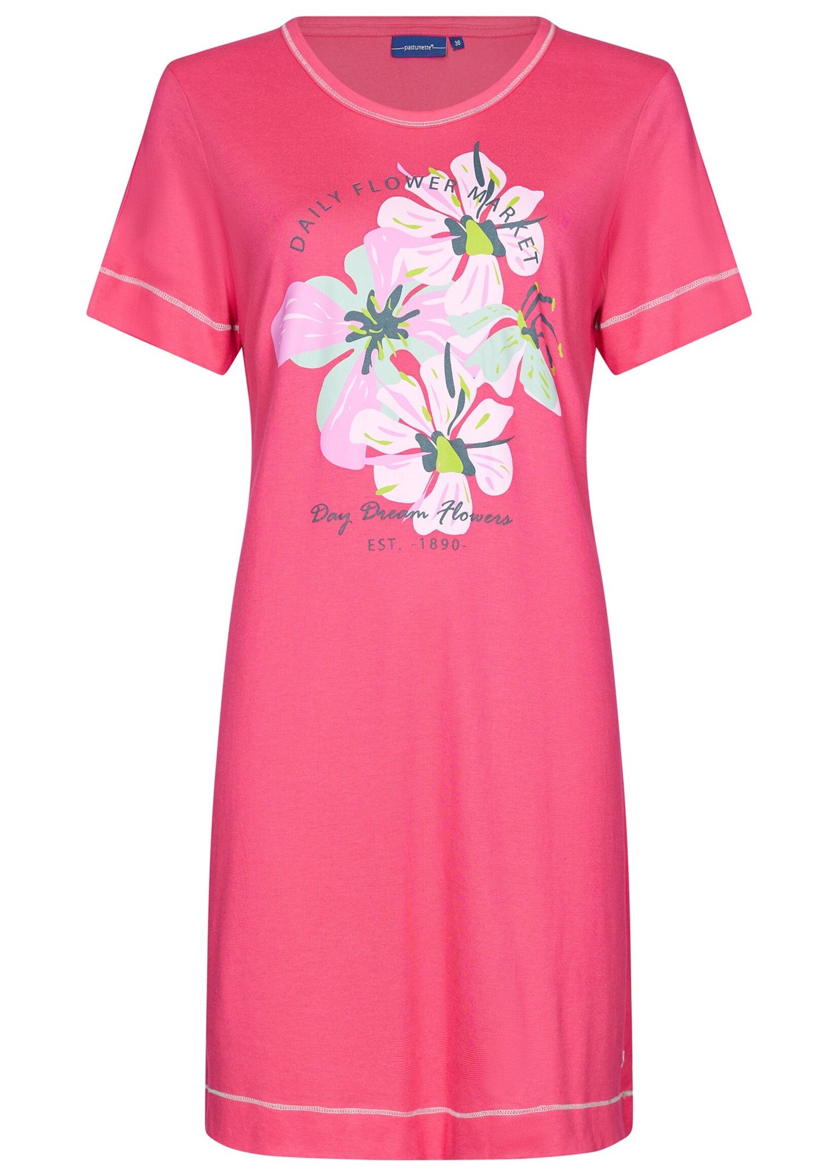Pastunette Nachthemd dames korte mouw - flower pink